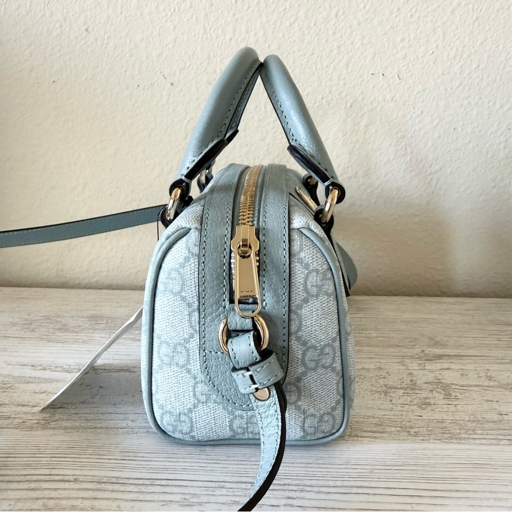 New Gucci GG Supreme mini crossbody bag with Web, blue - Picture 2 of 15